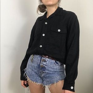 Vintage • Linen Pocket Button Up Top